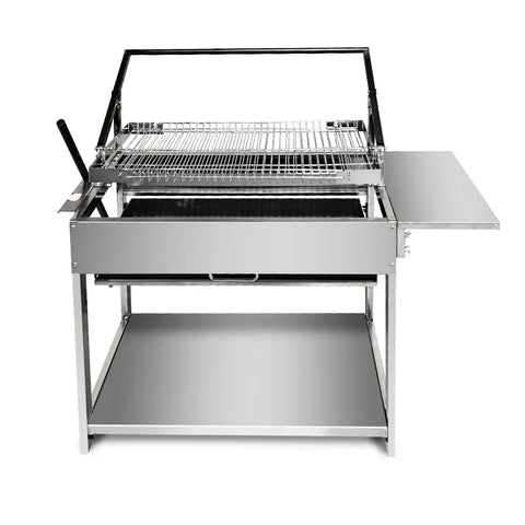 Скара на Дървени Въглища от Неръждаема Стомана с Въртяща се Решетка