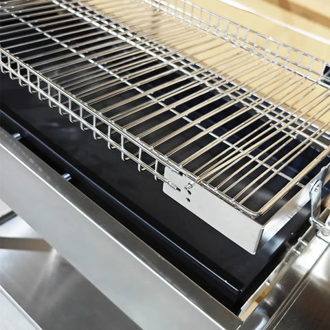 Скара на Дървени Въглища от Неръждаема Стомана с Въртяща се Решетка