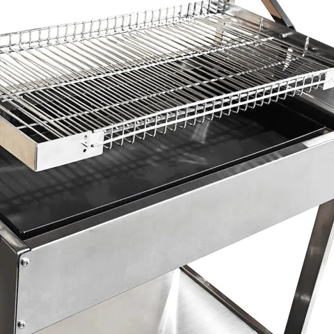 Скара на Дървени Въглища от Неръждаема Стомана с Въртяща се Решетка