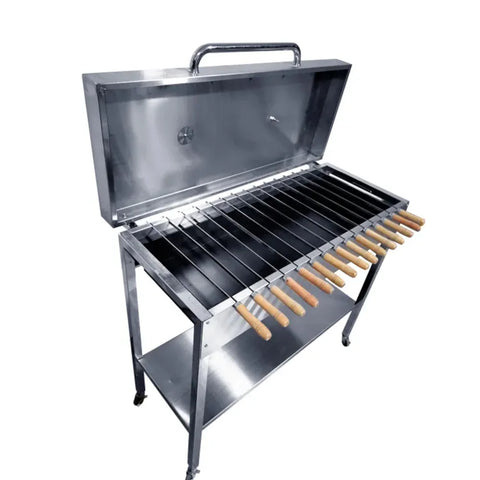 Скара за Шашлик на Дървени Въглища от Неръждаема Стомана