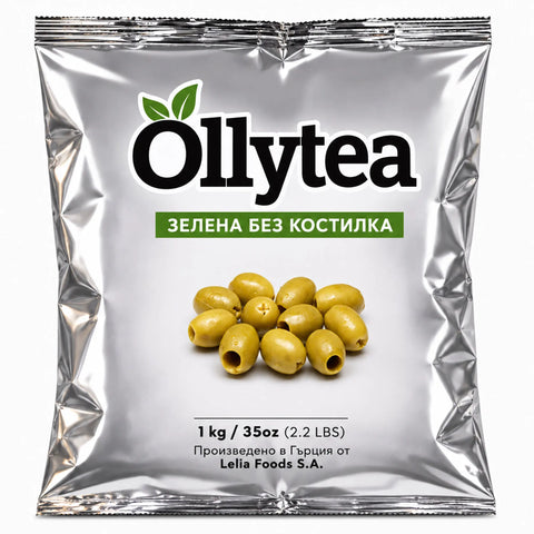 Ollytea Зелени маслини без костилка 1 кг. (Производител Lelia Foods S.A)
